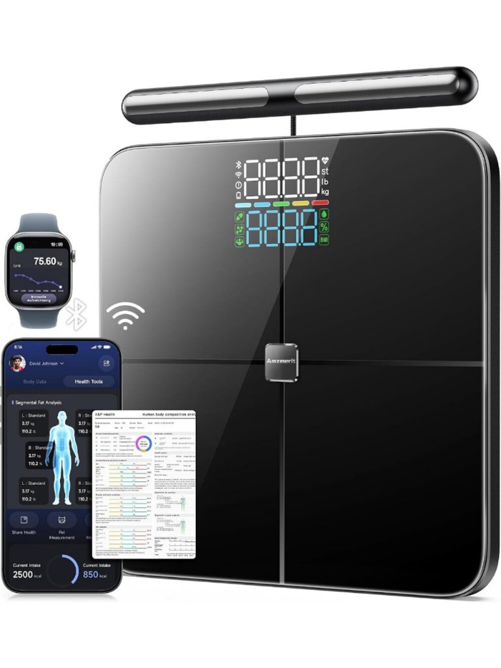 Smart Body Weight Scale with Handle & Body Composition Analyzer - Health Tracker